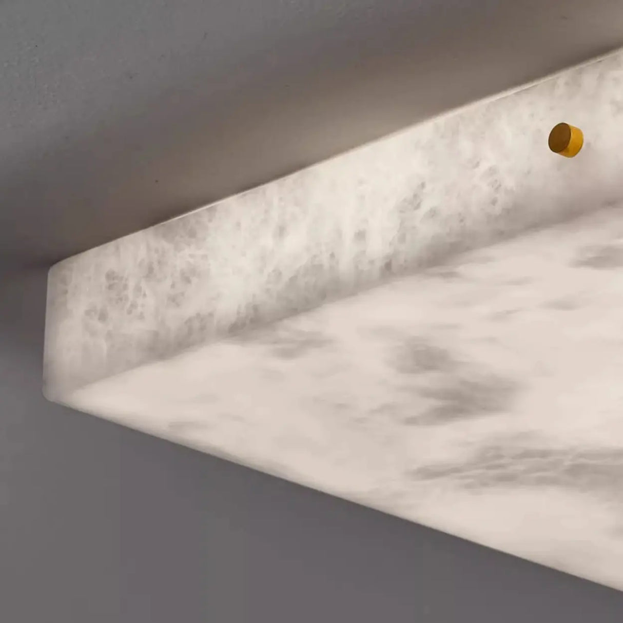 White Rectangular Alabaster LED Flush Mount Ceiling Light Image - 12
