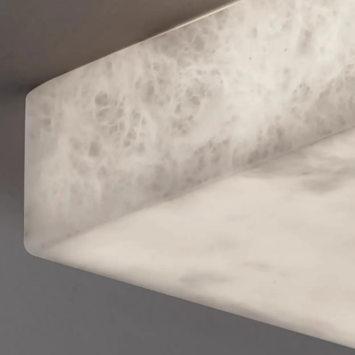 White Rectangular Alabaster LED Flush Mount Ceiling Light Image - 13