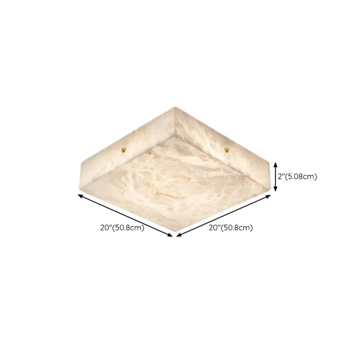 White Rectangular Alabaster LED Flush Mount Ceiling Light Image - 15