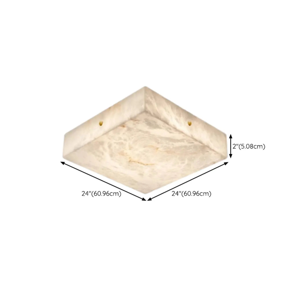 White Rectangular Alabaster LED Flush Mount Ceiling Light Image - 16