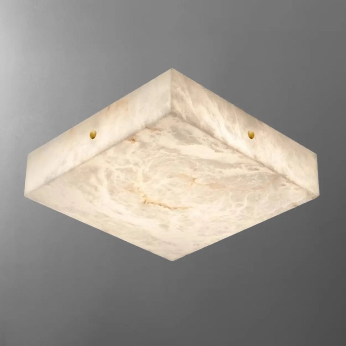 White Rectangular Alabaster LED Flush Mount Ceiling Light Image - 6