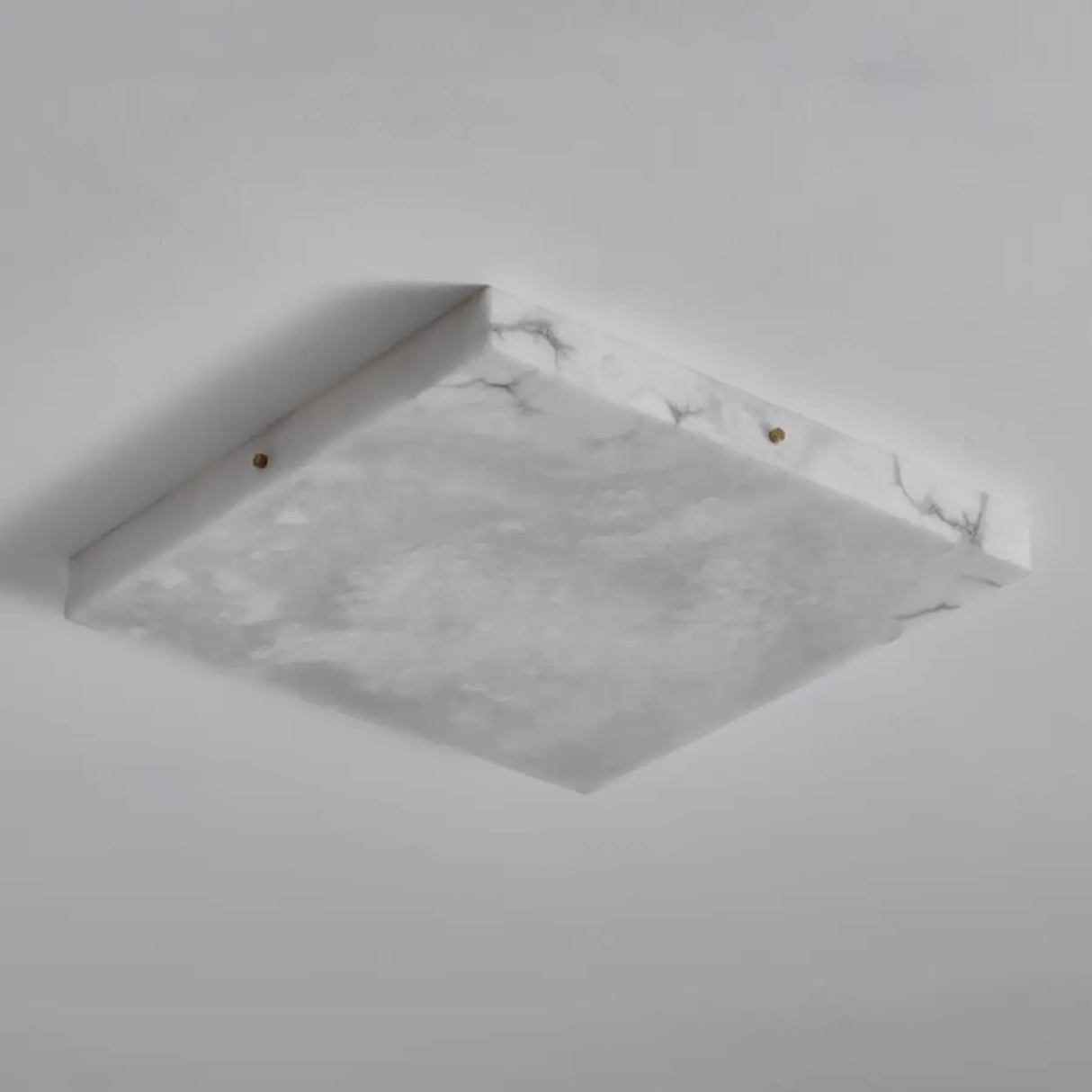 White Rectangular Alabaster LED Flush Mount Ceiling Light Image - 9