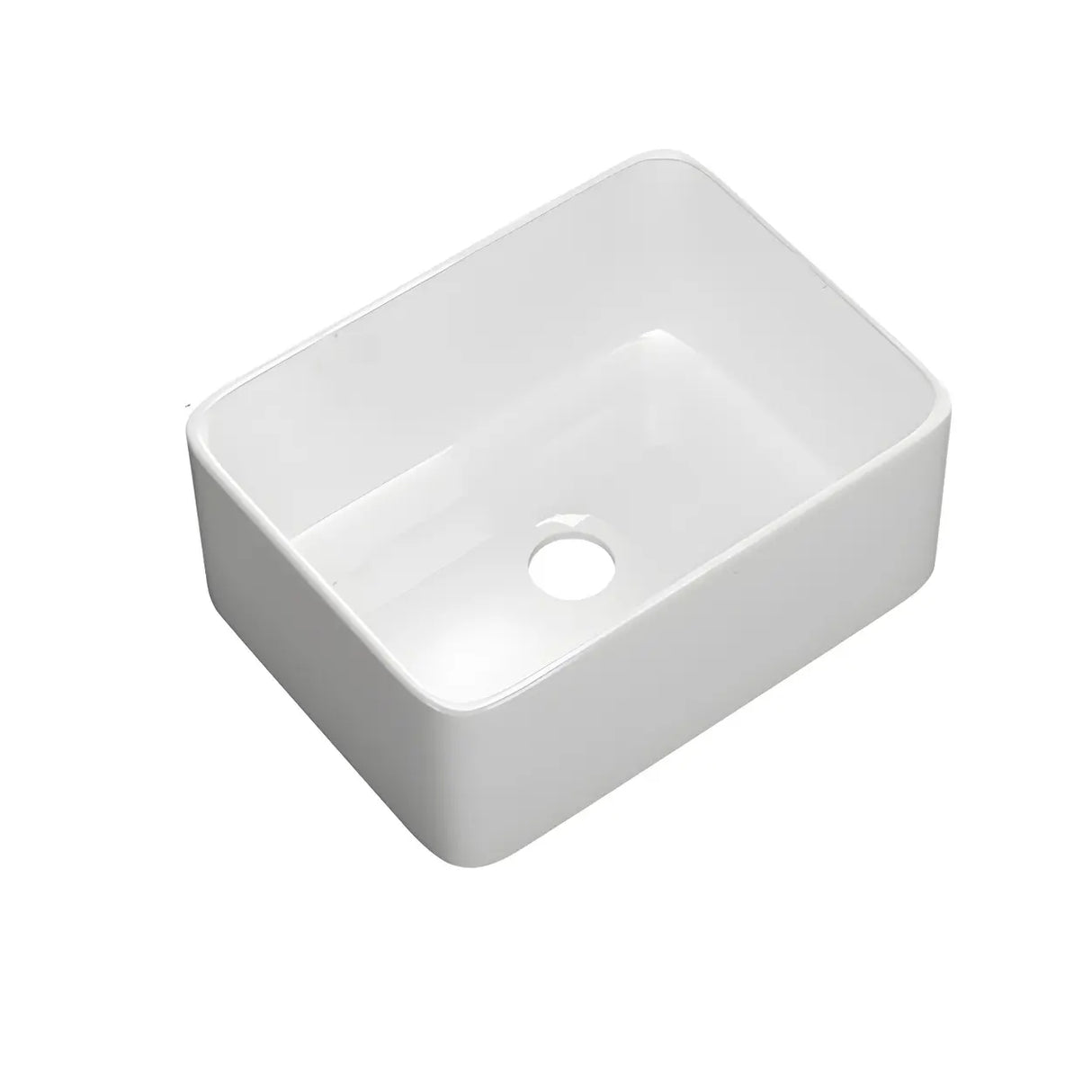 White Rectangular Ceramic Farmhouse Sink with Apron Image - 10