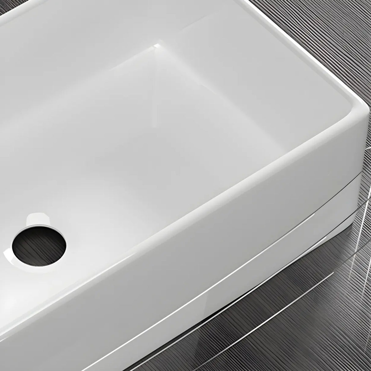 White Rectangular Ceramic Farmhouse Sink with Apron Image - 15