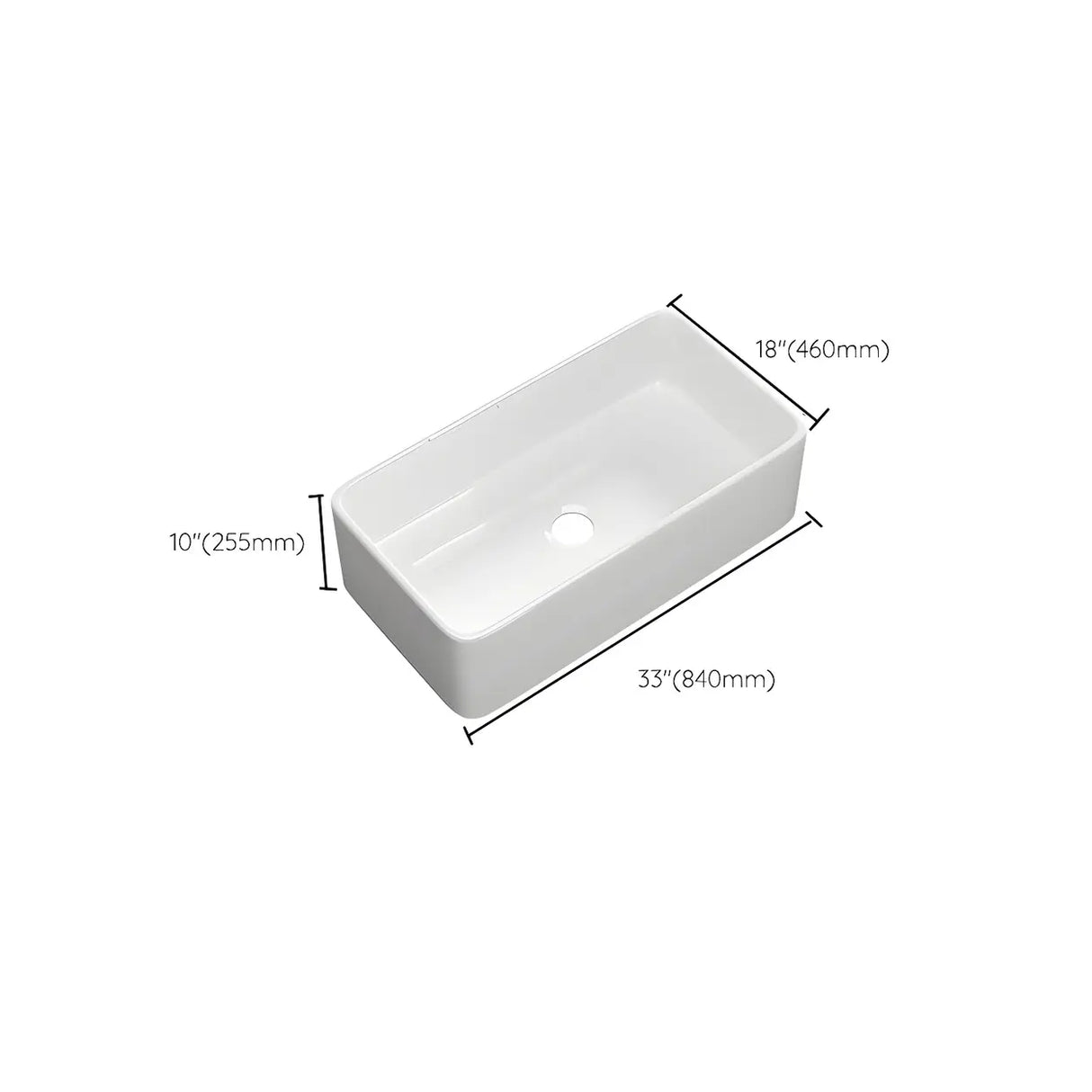 White Rectangular Ceramic Farmhouse Sink with Apron