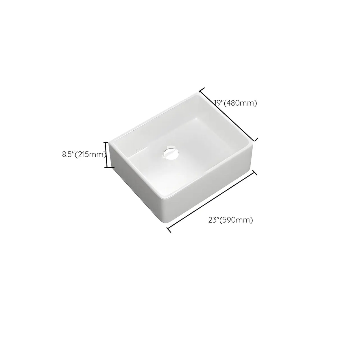 White Rectangular Ceramic Farmhouse Sink with Apron Image - 19