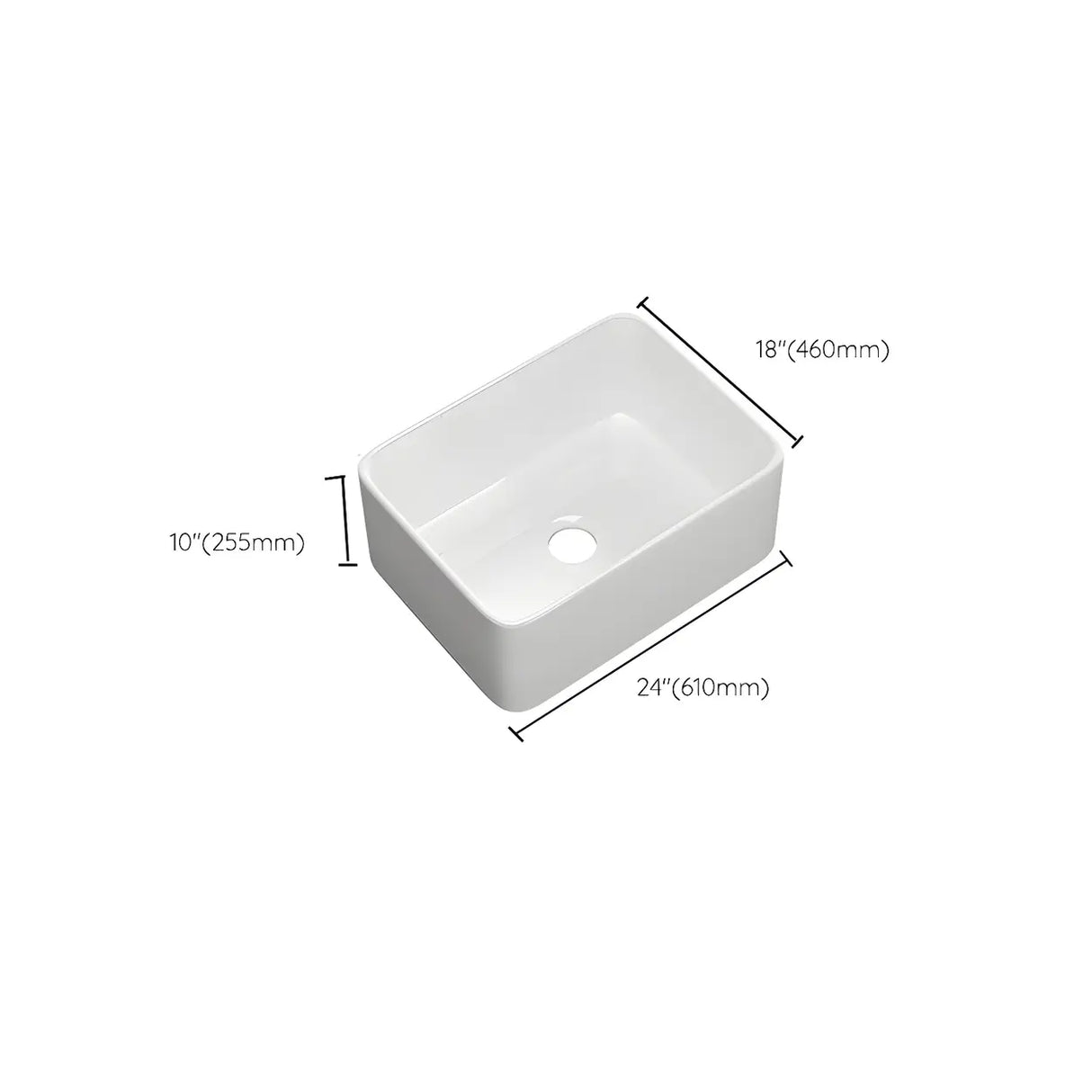 White Rectangular Ceramic Farmhouse Sink with Apron Image - 22