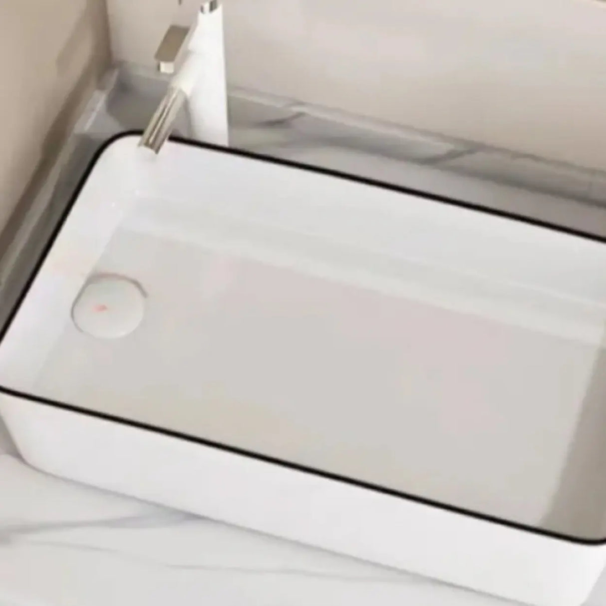 White Rectangular Ceramic Left Trapway Trough Sinks Image - 1