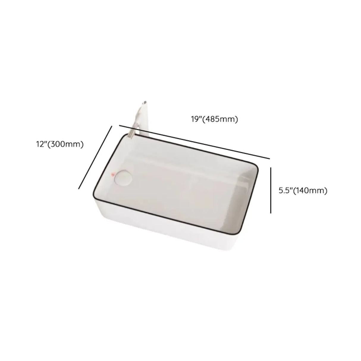 White Rectangular Ceramic Left Trapway Trough Sinks Image - 14