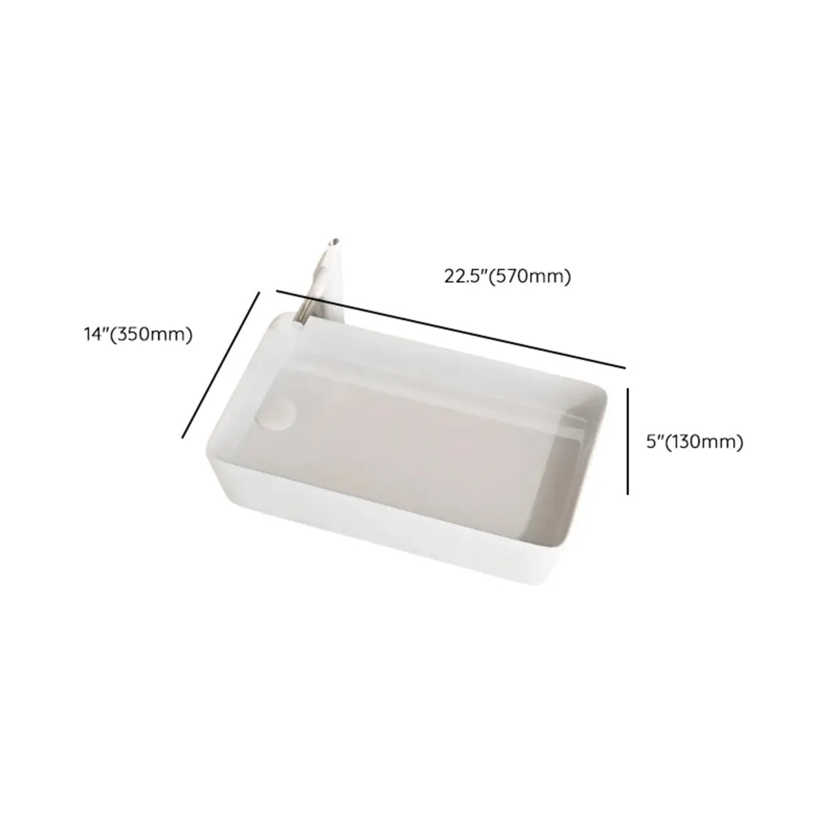 White Rectangular Ceramic Left Trapway Trough Sinks Image - 17