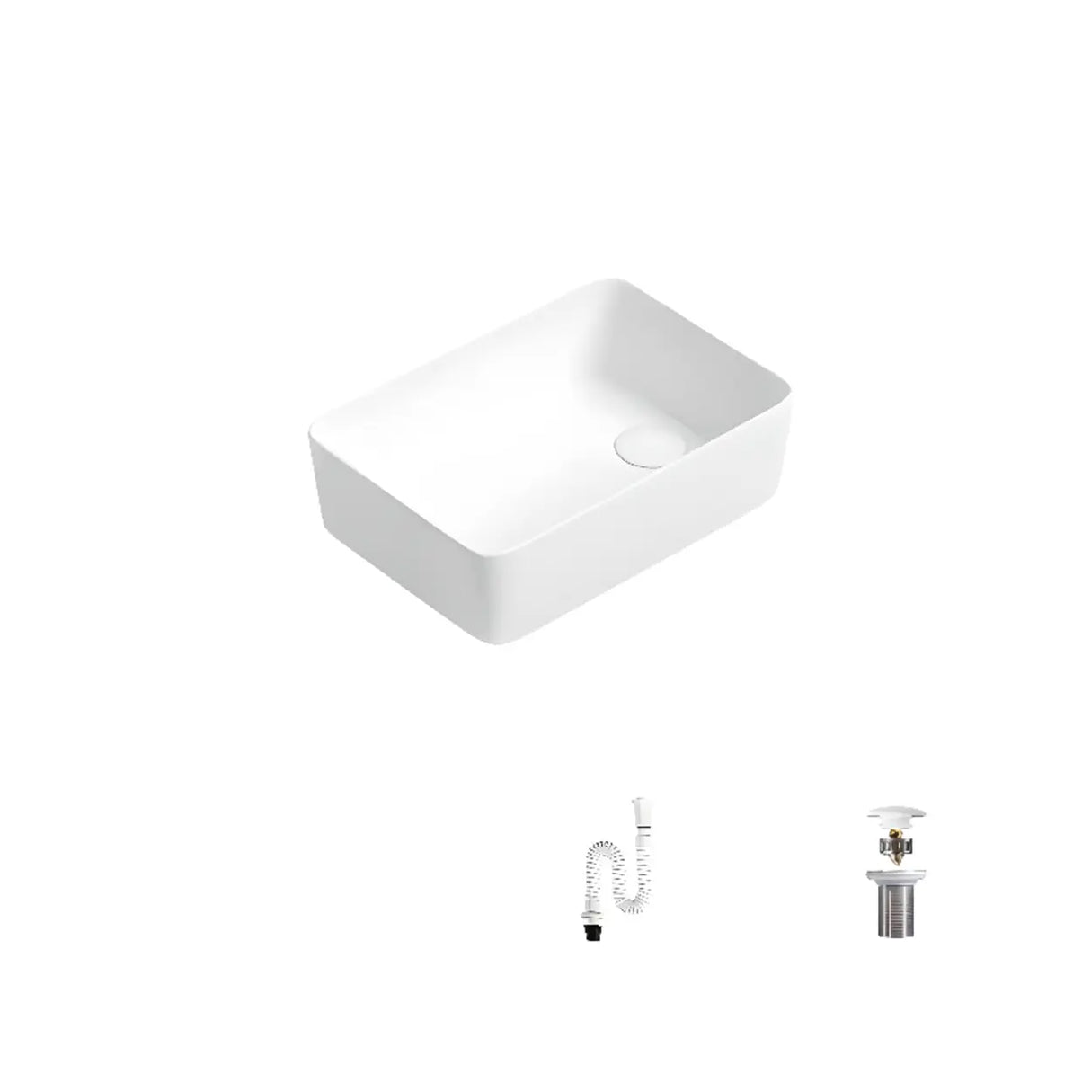 White Rectangular Ceramic Left Trapway Trough Sinks Image - 3