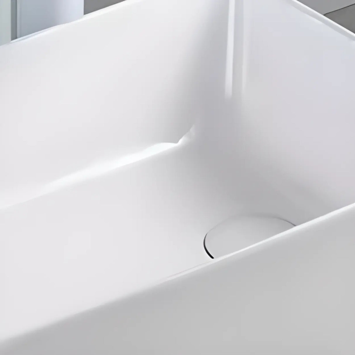 White Rectangular Ceramic Left Trapway Trough Sinks Image - 4