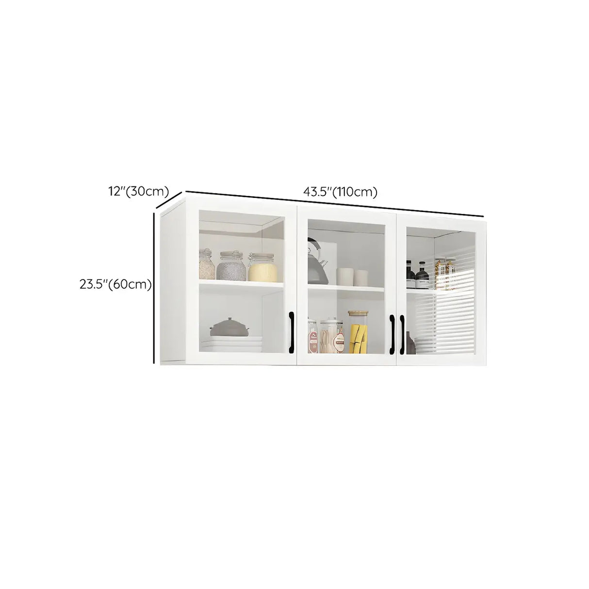 White Rectangular Kitchen Wall-Mount China Cabinet