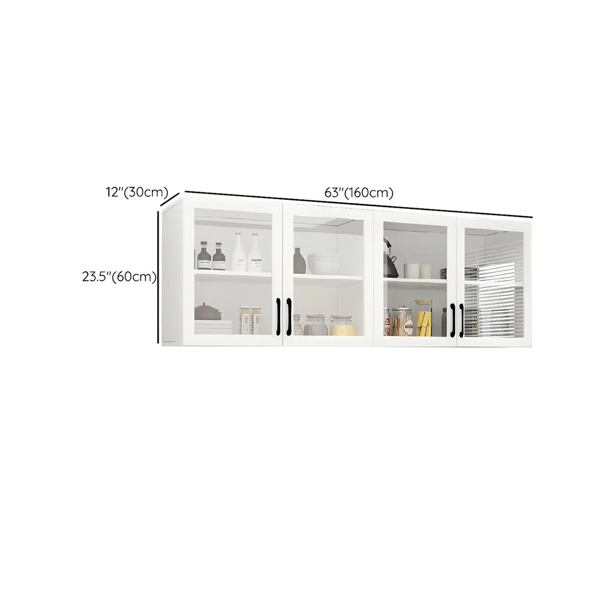 White Rectangular Kitchen Wall-Mount China Cabinet Image - 9