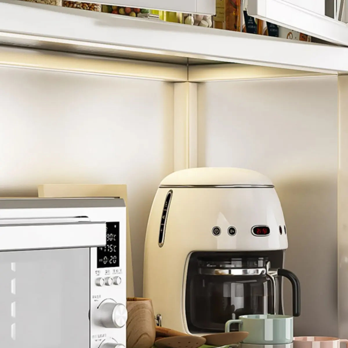 White Rectangular Metal Kitchen China Cabinet White Image - 12