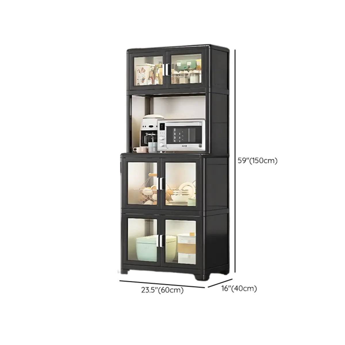 White Rectangular Metal Kitchen China Cabinet White