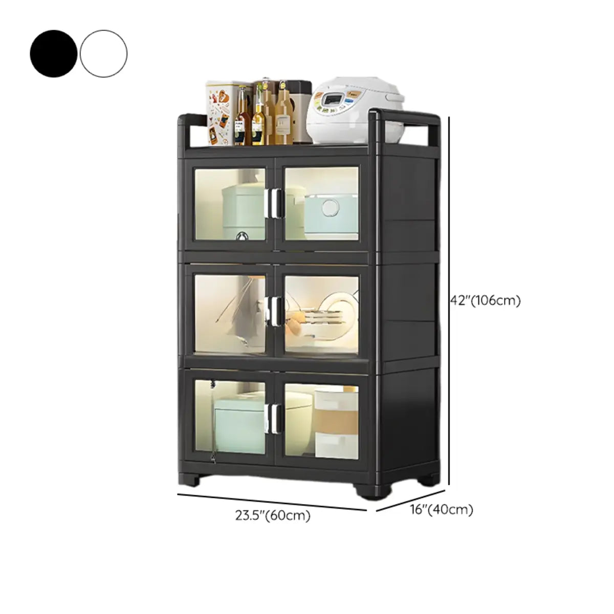 White Rectangular Metal Kitchen China Cabinet White Image - 32