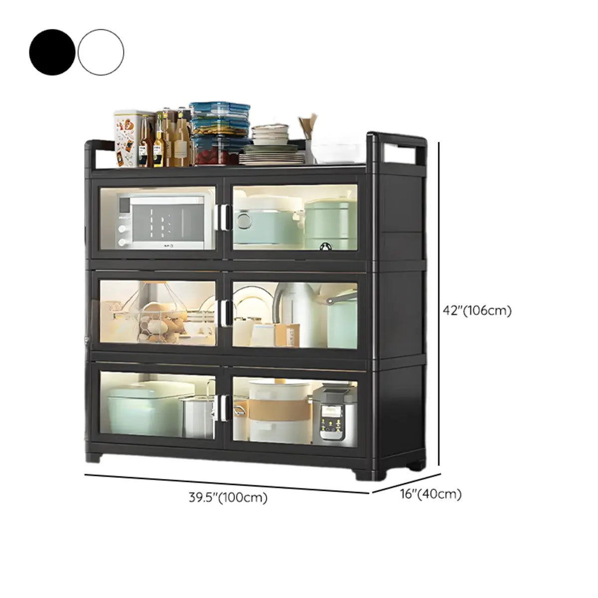 White Rectangular Metal Kitchen China Cabinet White Image - 36