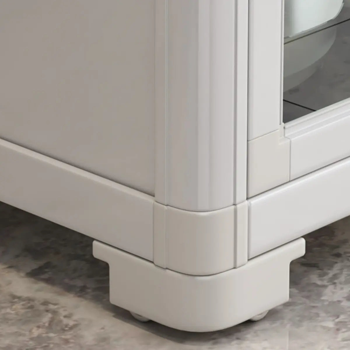 White Rectangular Metal Kitchen China Cabinet White Image - 8