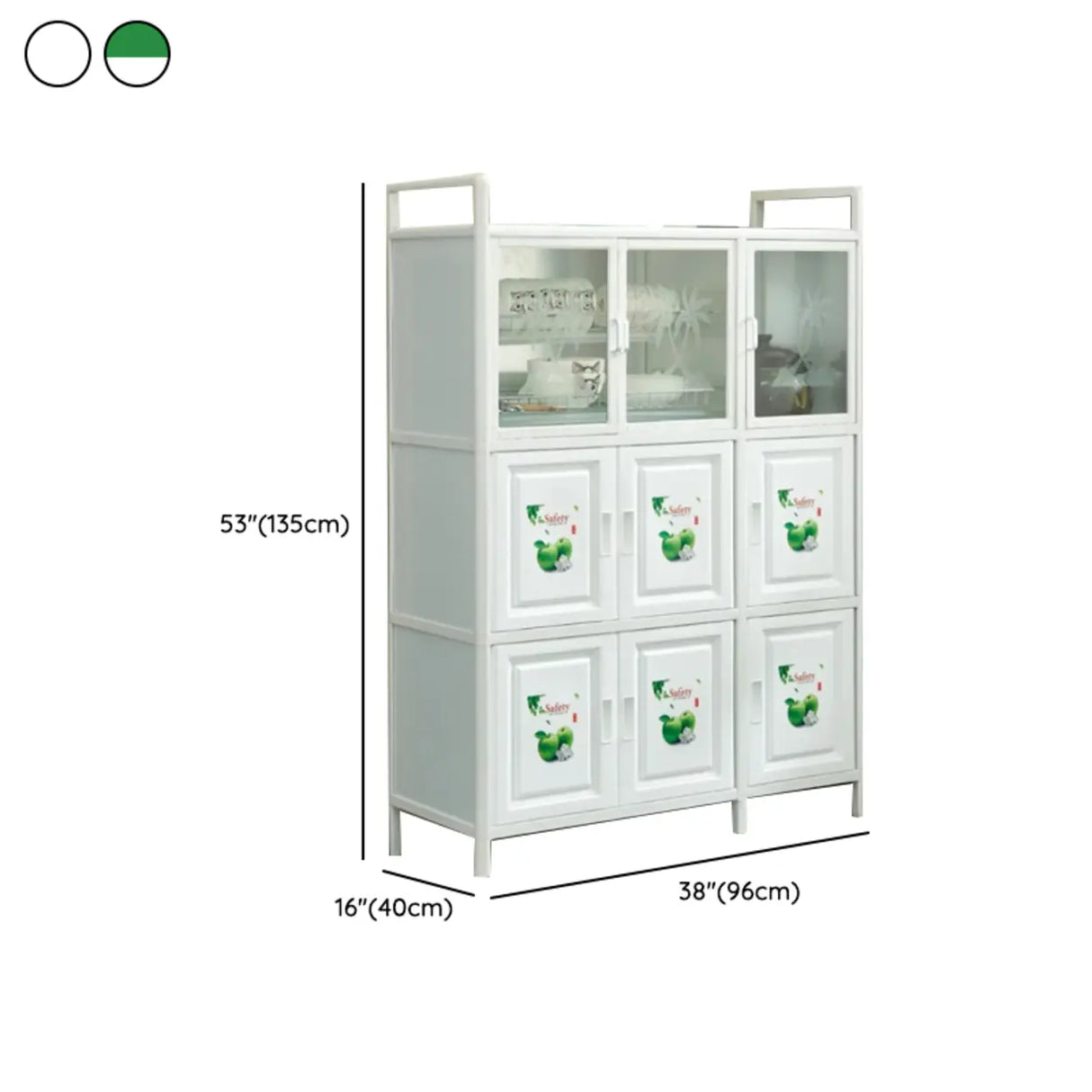 White Rectangular Steel Kitchen Storage China Cabinet