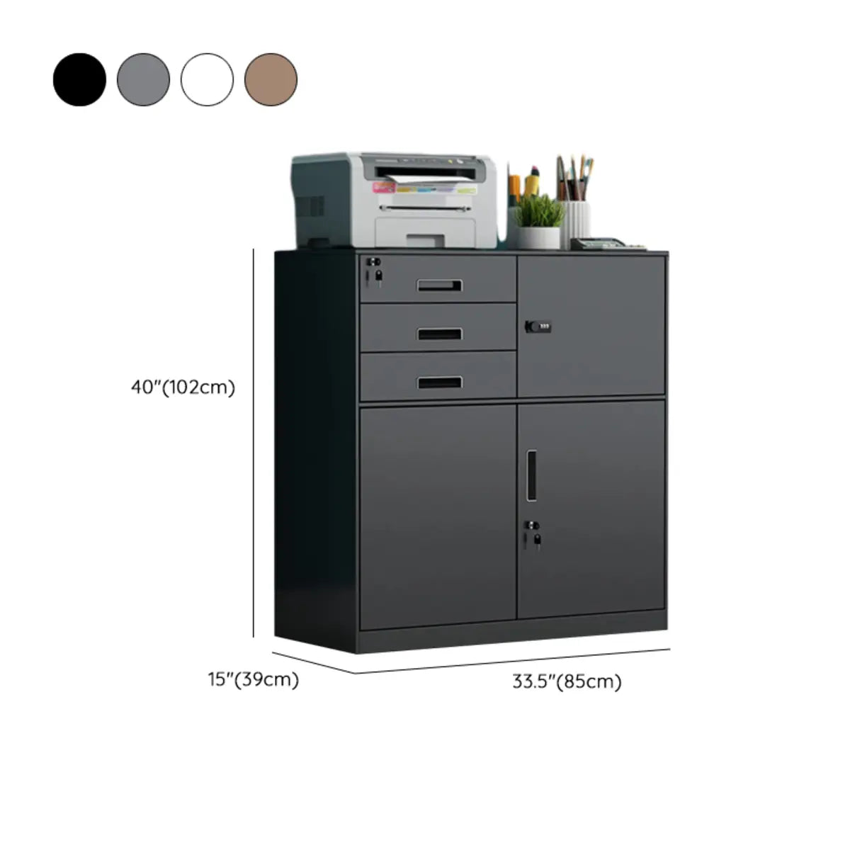 White Rectangular Steel Medium Office Filing Cabinet