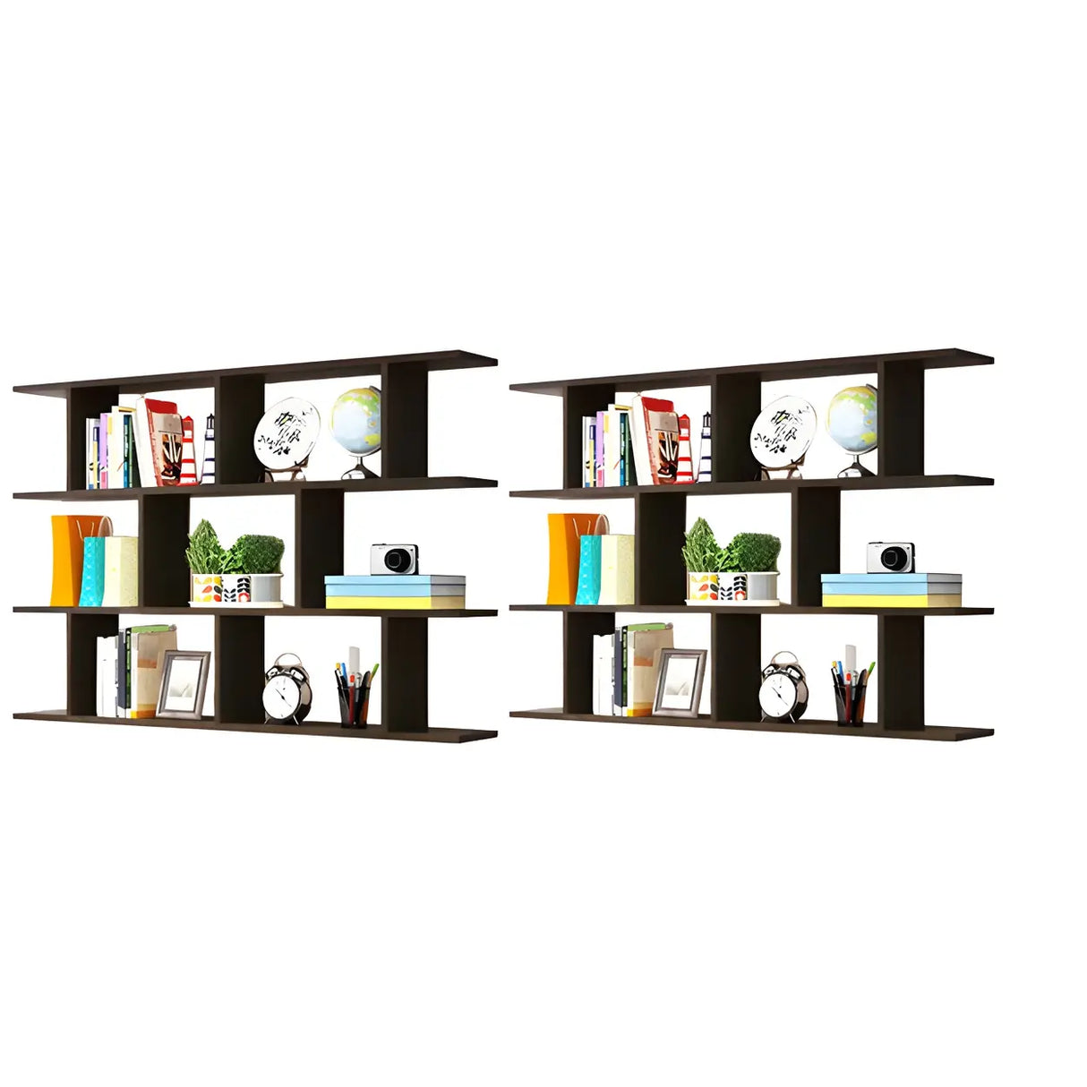White Rectangular Wood Large Wall Mounted Wine Rack Image - 4