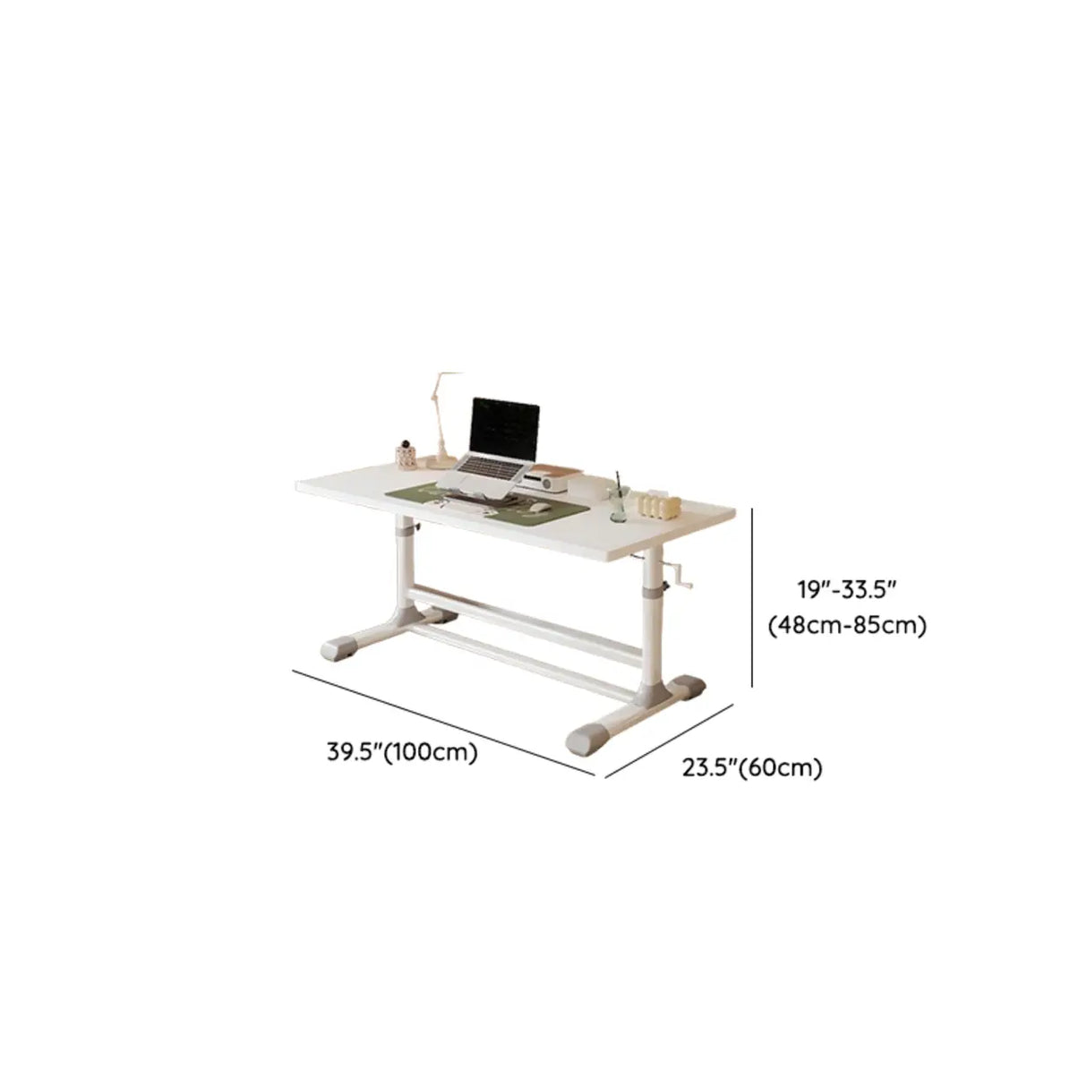 White Rectangular Wood Storage Kids Desk with Shelf Image - 12