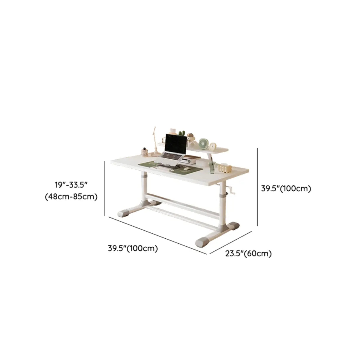 White Rectangular Wood Storage Kids Desk with Shelf Image - 18