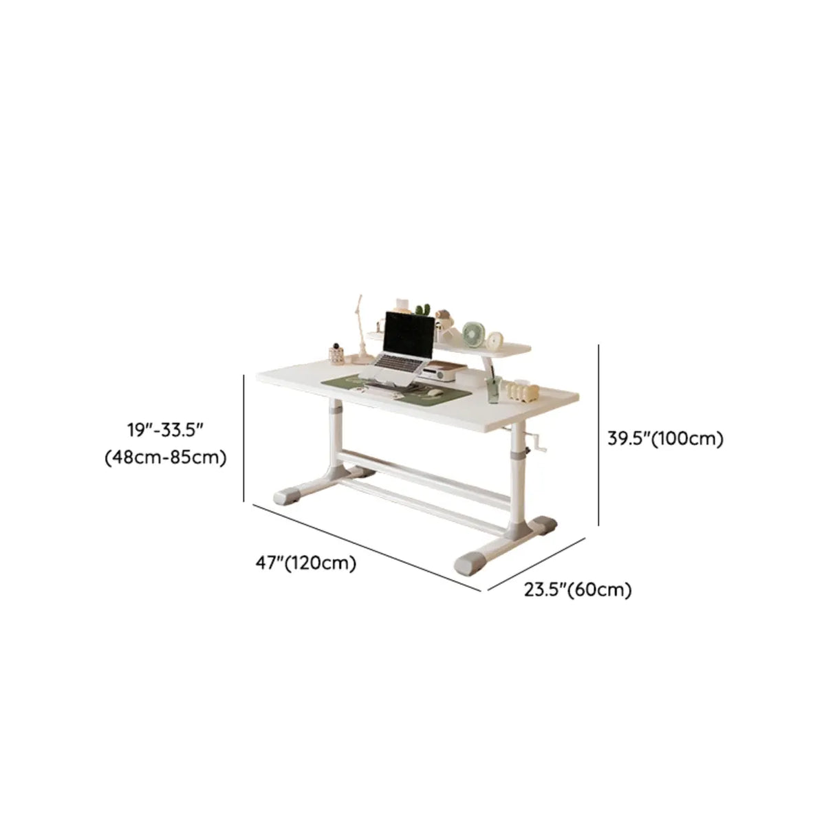 White Rectangular Wood Storage Kids Desk with Shelf Image - 19