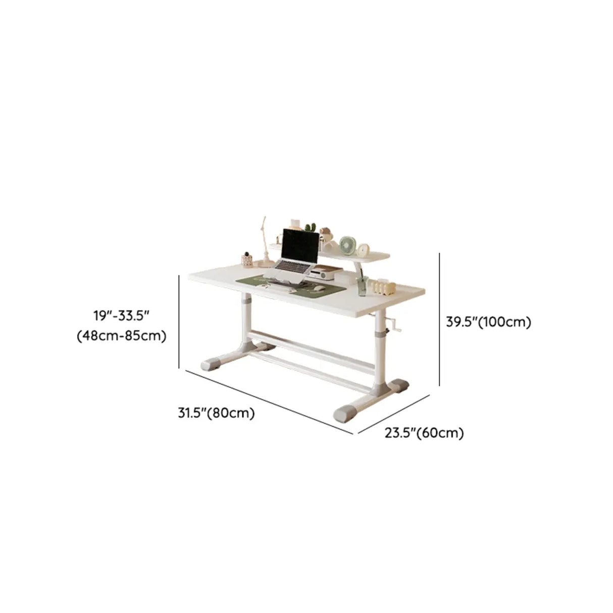 White Rectangular Wood Storage Kids Desk with Shelf Image - 20