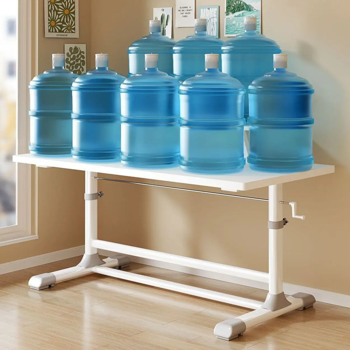 White Rectangular Wood Storage Kids Desk with Shelf Image - 4