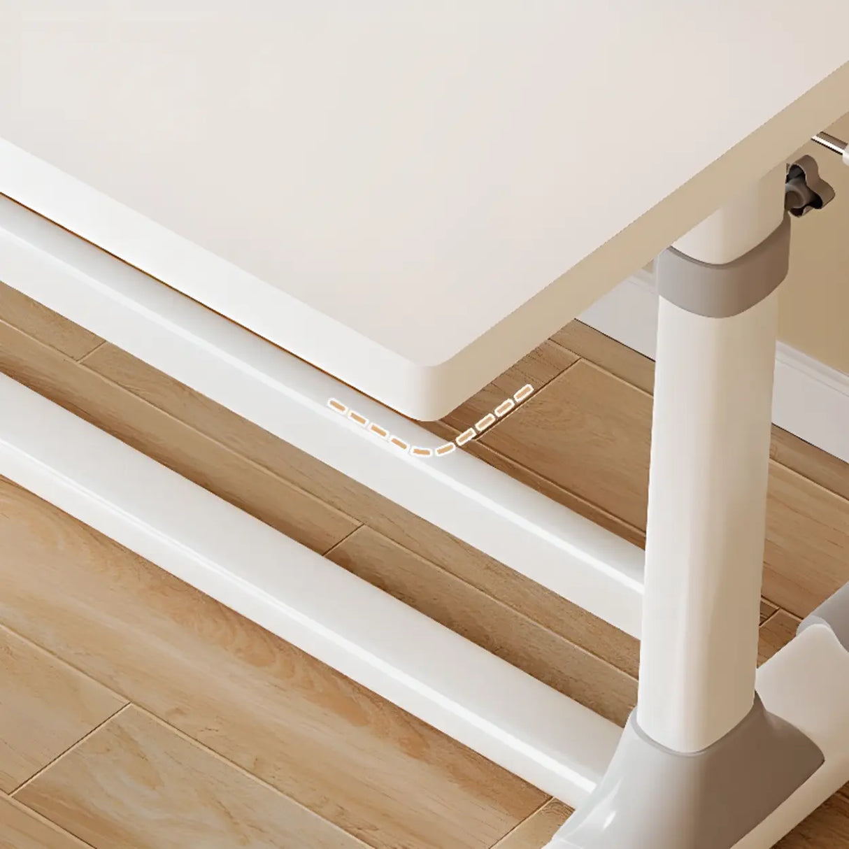 White Rectangular Wood Storage Kids Desk with Shelf Image - 8