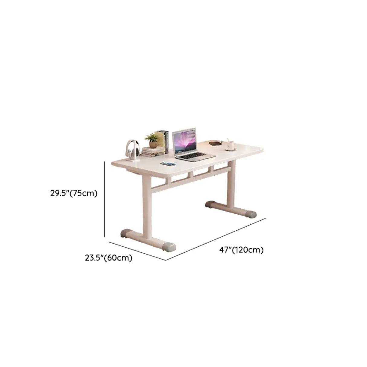 White Rectangular Wood Storage Kids Desk with Shelf