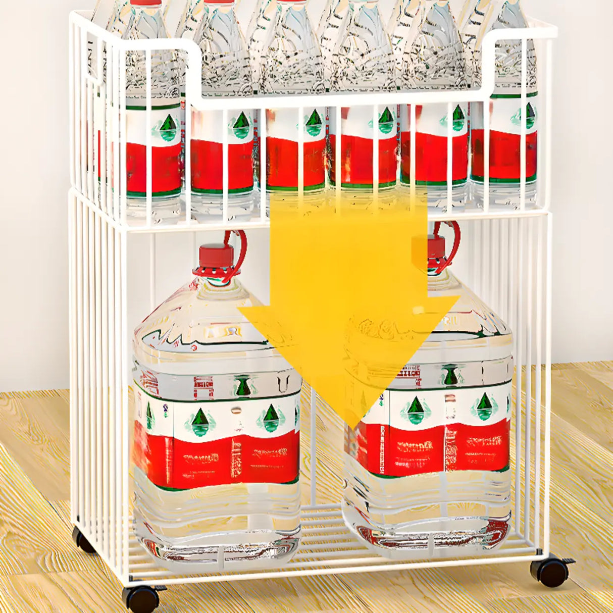 White Removable Metal Book Cart with Shelf and Casters Image - 10