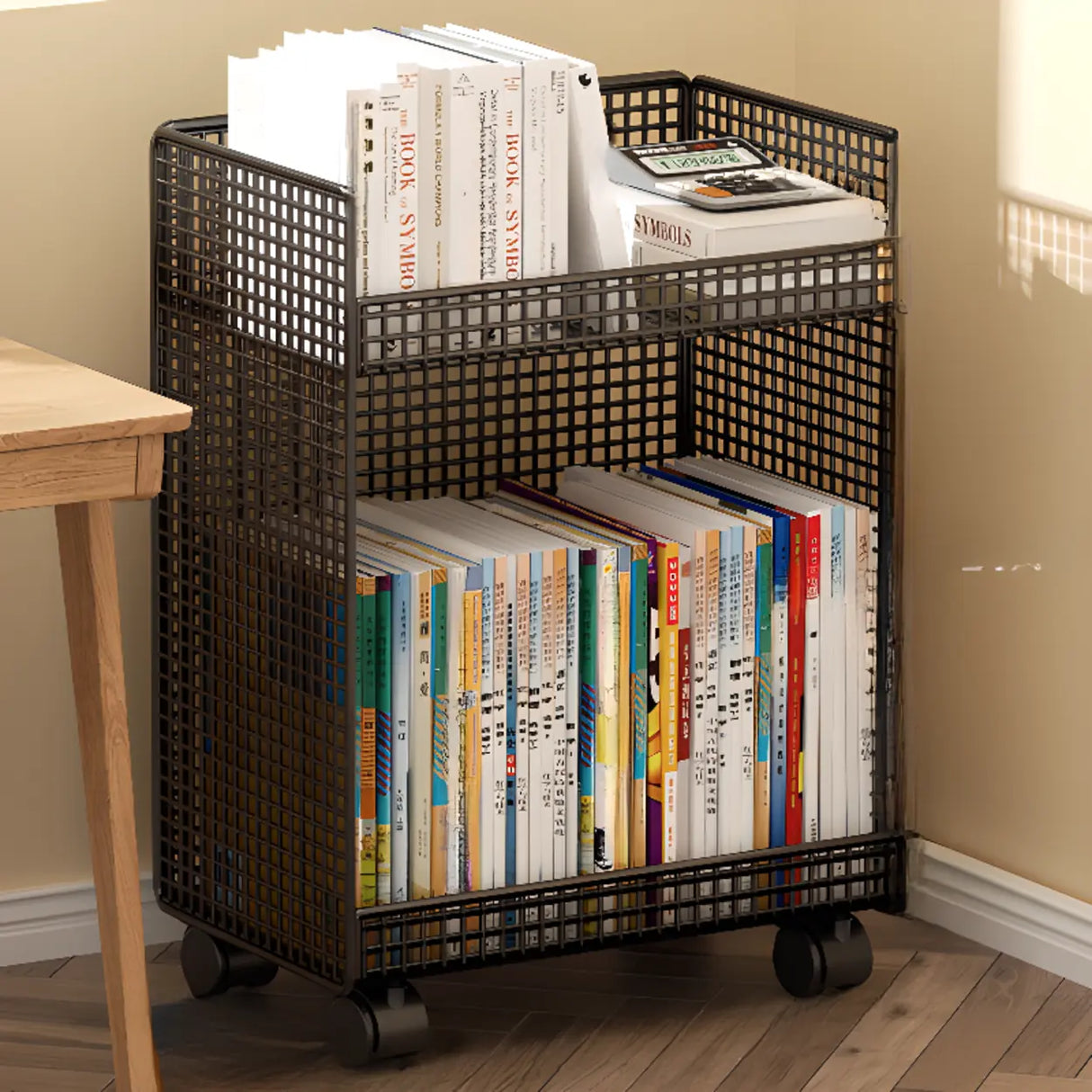 White Removable Metal Book Cart with Shelf and Casters Image - 11