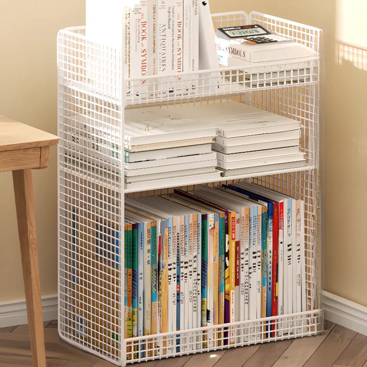 White Removable Metal Book Cart with Shelf and Casters Image - 13