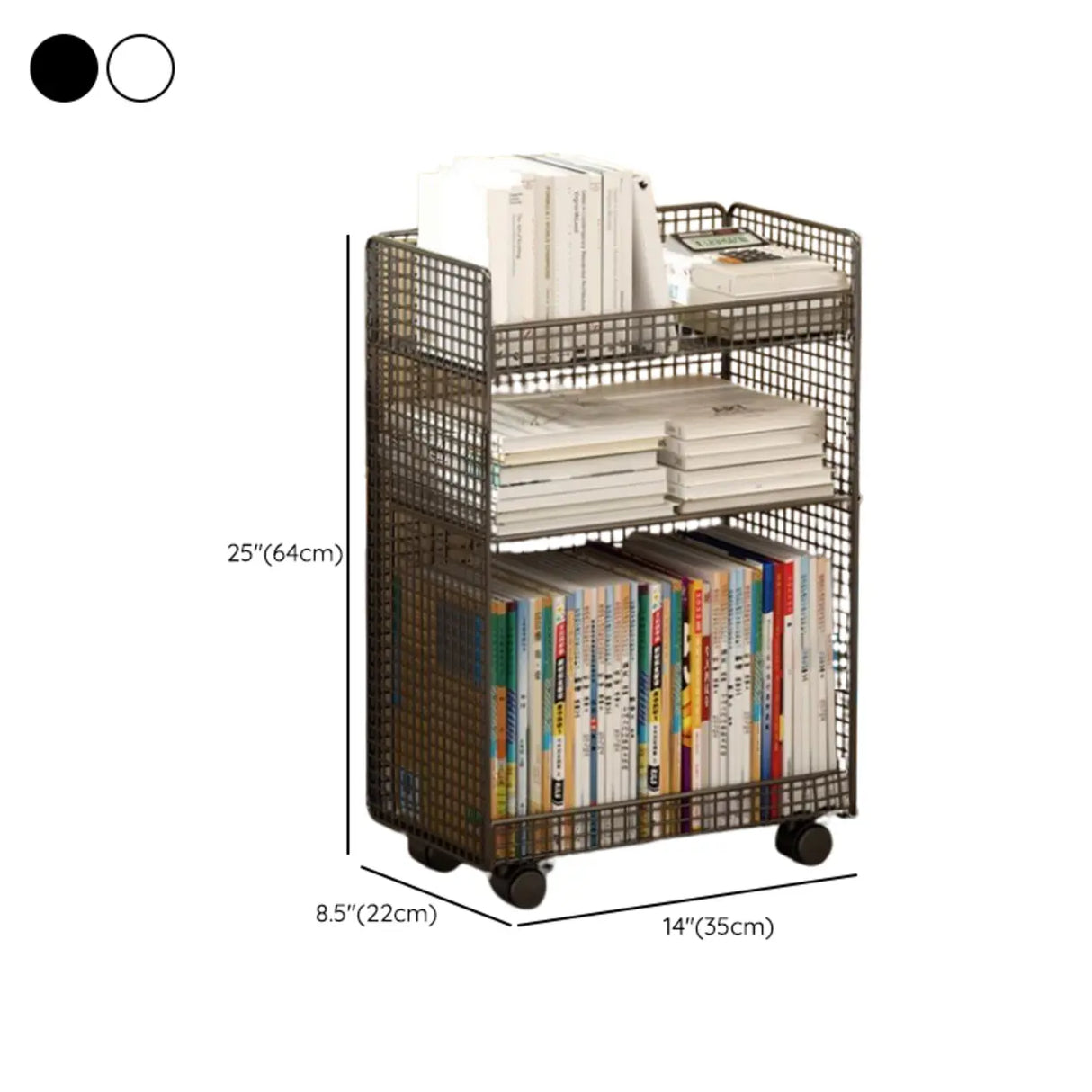 White Removable Metal Book Cart with Shelf and Casters Image - 23
