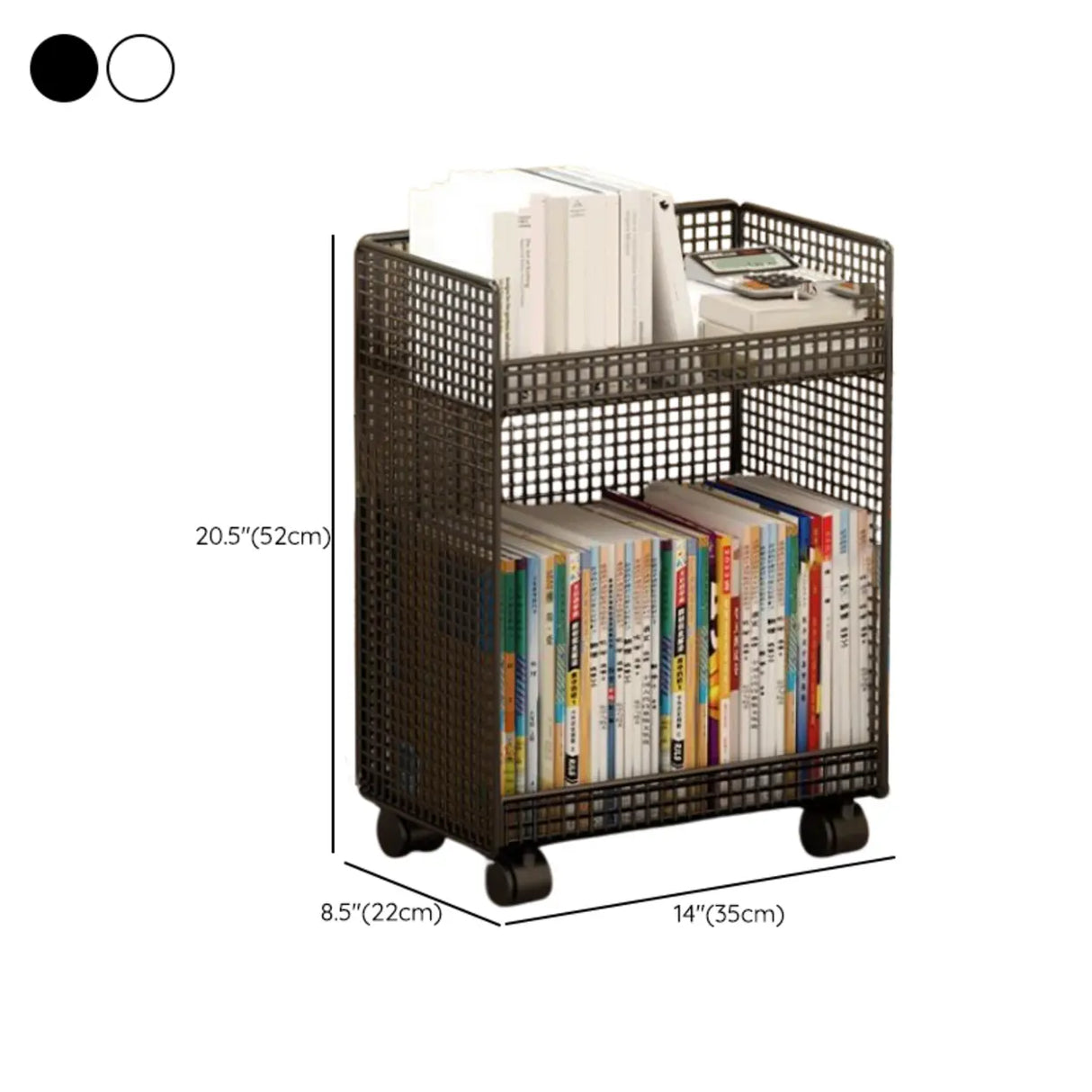 White Removable Metal Book Cart with Shelf and Casters Image - 25