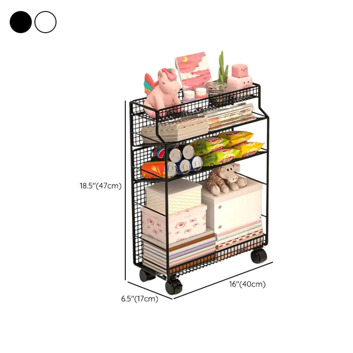 White Removable Metal Book Cart with Shelf and Casters Image - 26