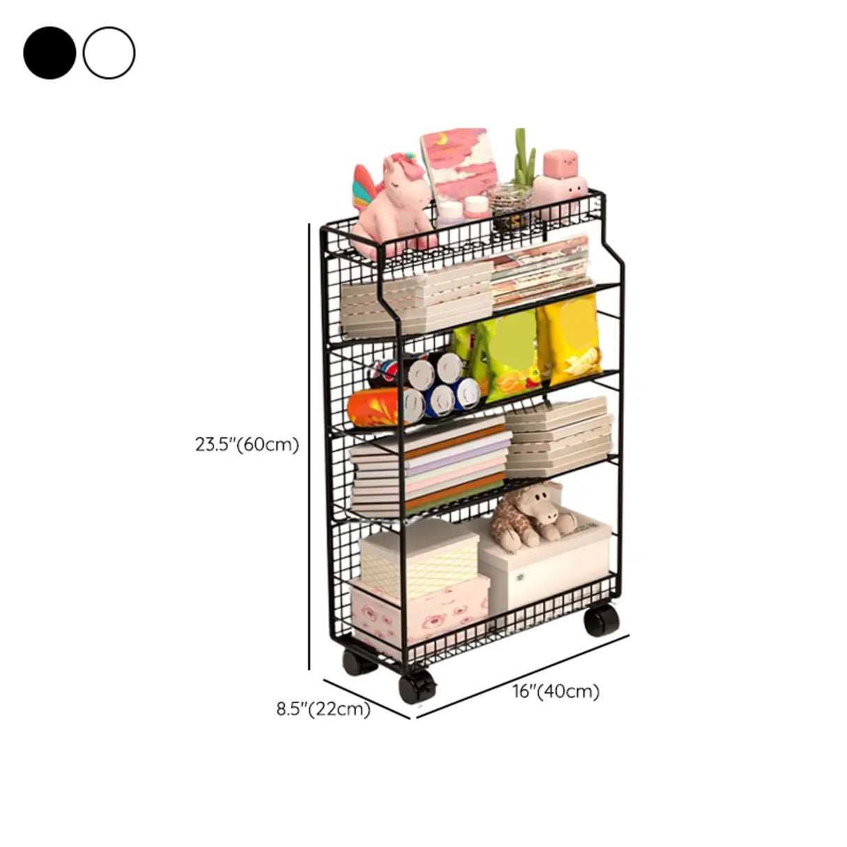White Removable Metal Book Cart with Shelf and Casters Image - 27