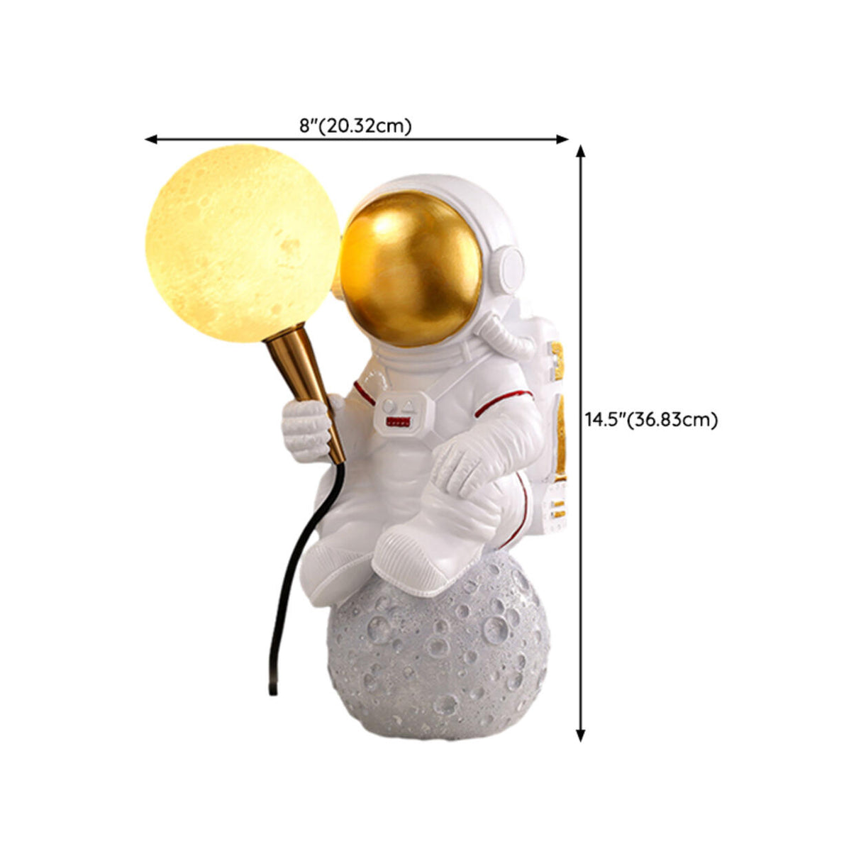 White Resin LED Astronaut Moon Decorative Table Lamp