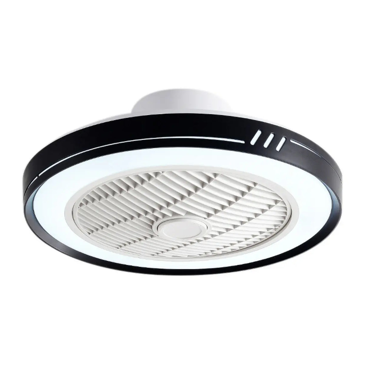 White Round Bladeless Modern Ceiling Fan with LED Light Image - 6