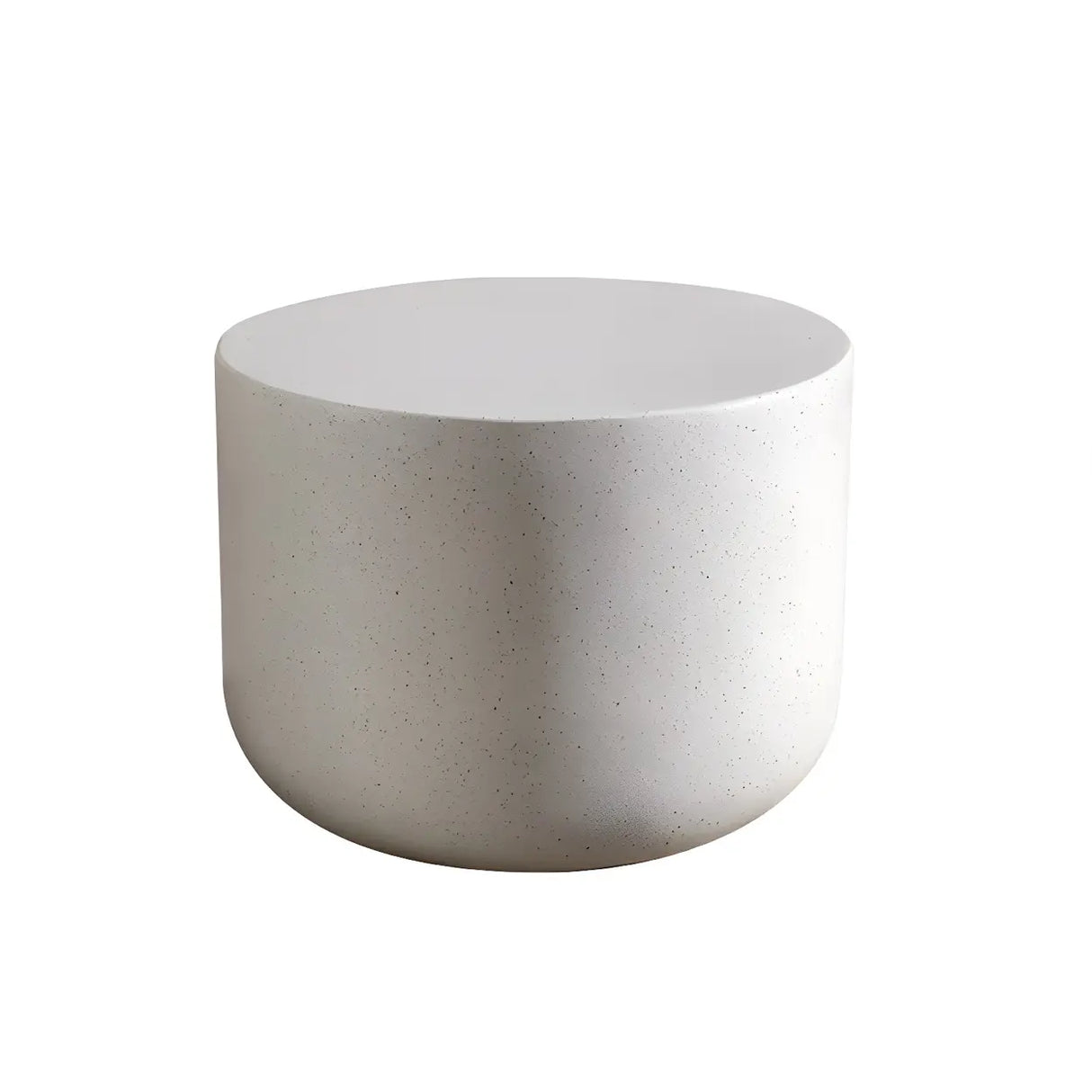 White Round Fiberglass Drum Base Single Coffee Table Image - 3