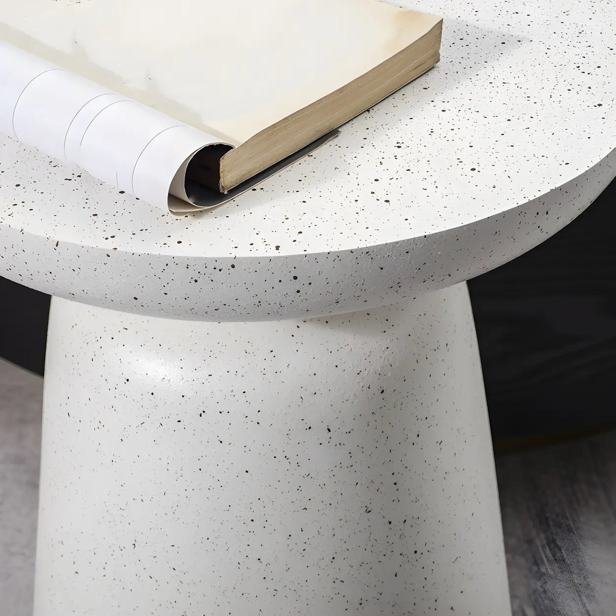 White Round Fiberglass Drum Base Single Coffee Table Image - 8