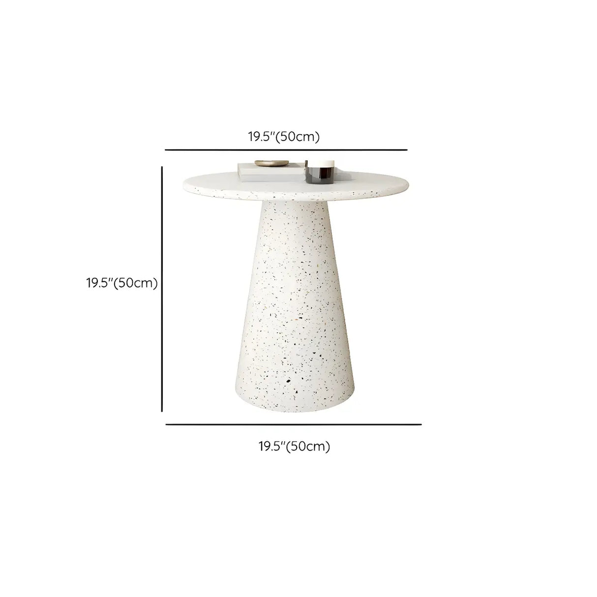 White Round Metal Cylinder Pedestal Base Single Table