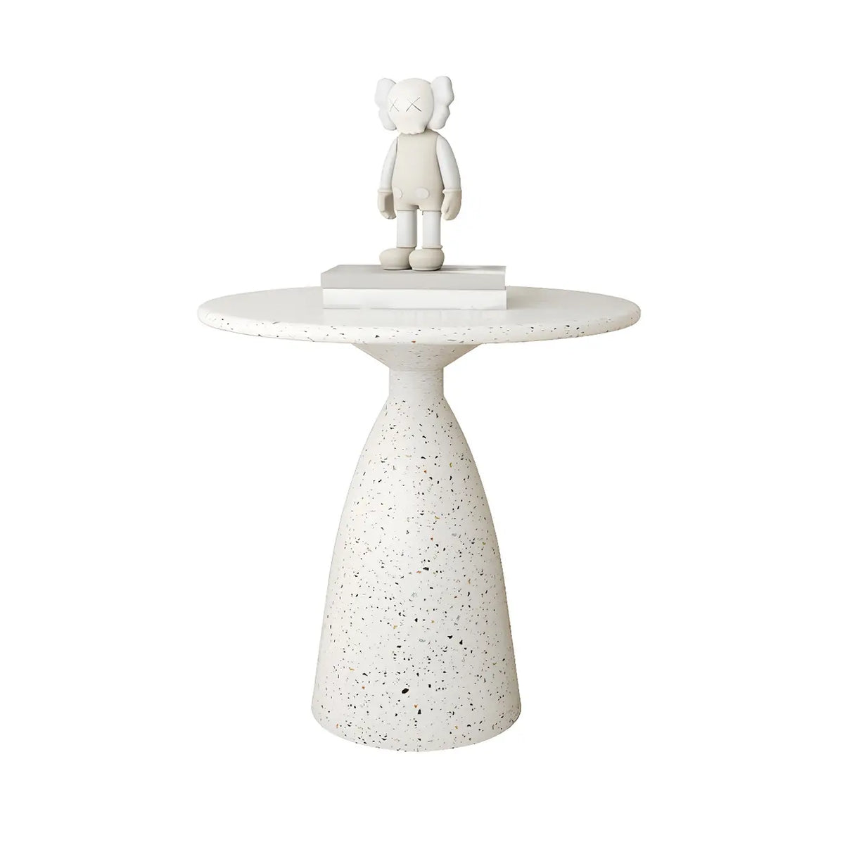 White Round Metal Cylinder Pedestal Base Single Table Image - 3