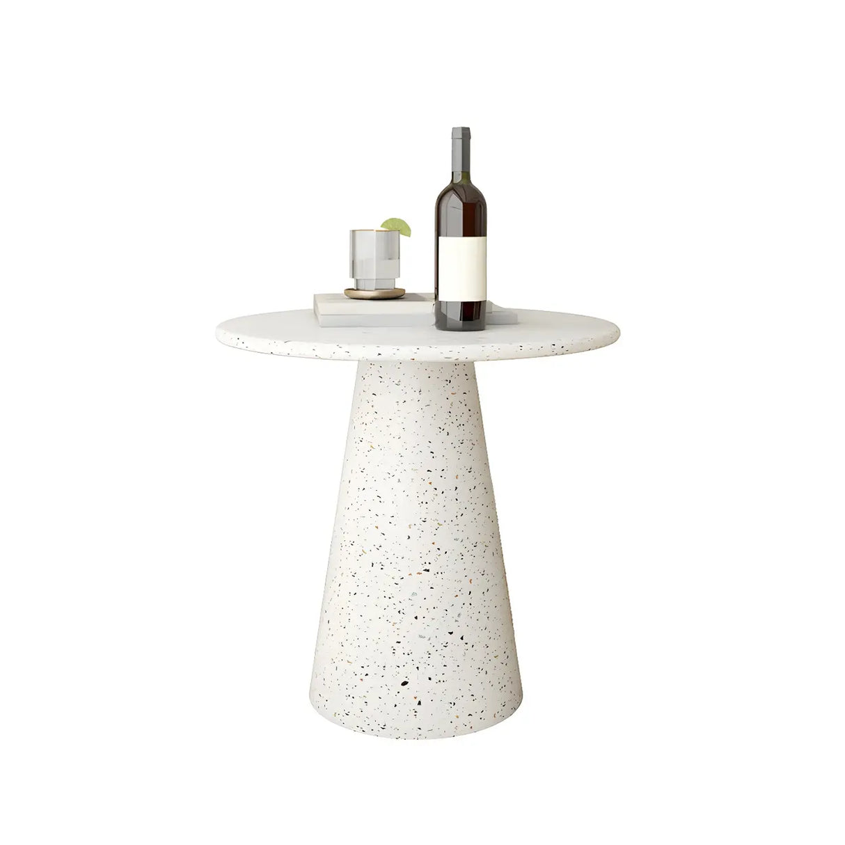 White Round Metal Cylinder Pedestal Base Single Table Image - 7