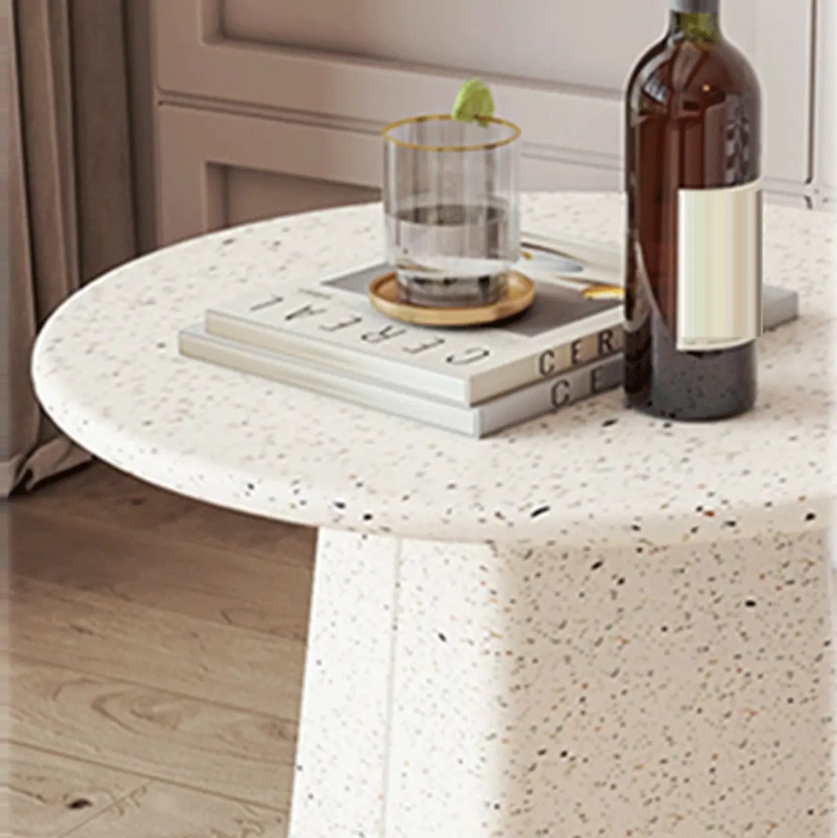 White Round Metal Cylinder Pedestal Base Single Table Image - 8