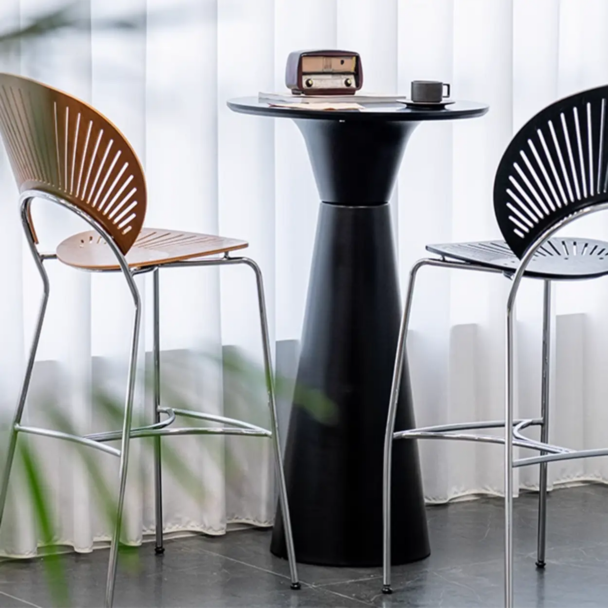 White Round Metal Medium Bar Table for Elegant Spaces Image - 4