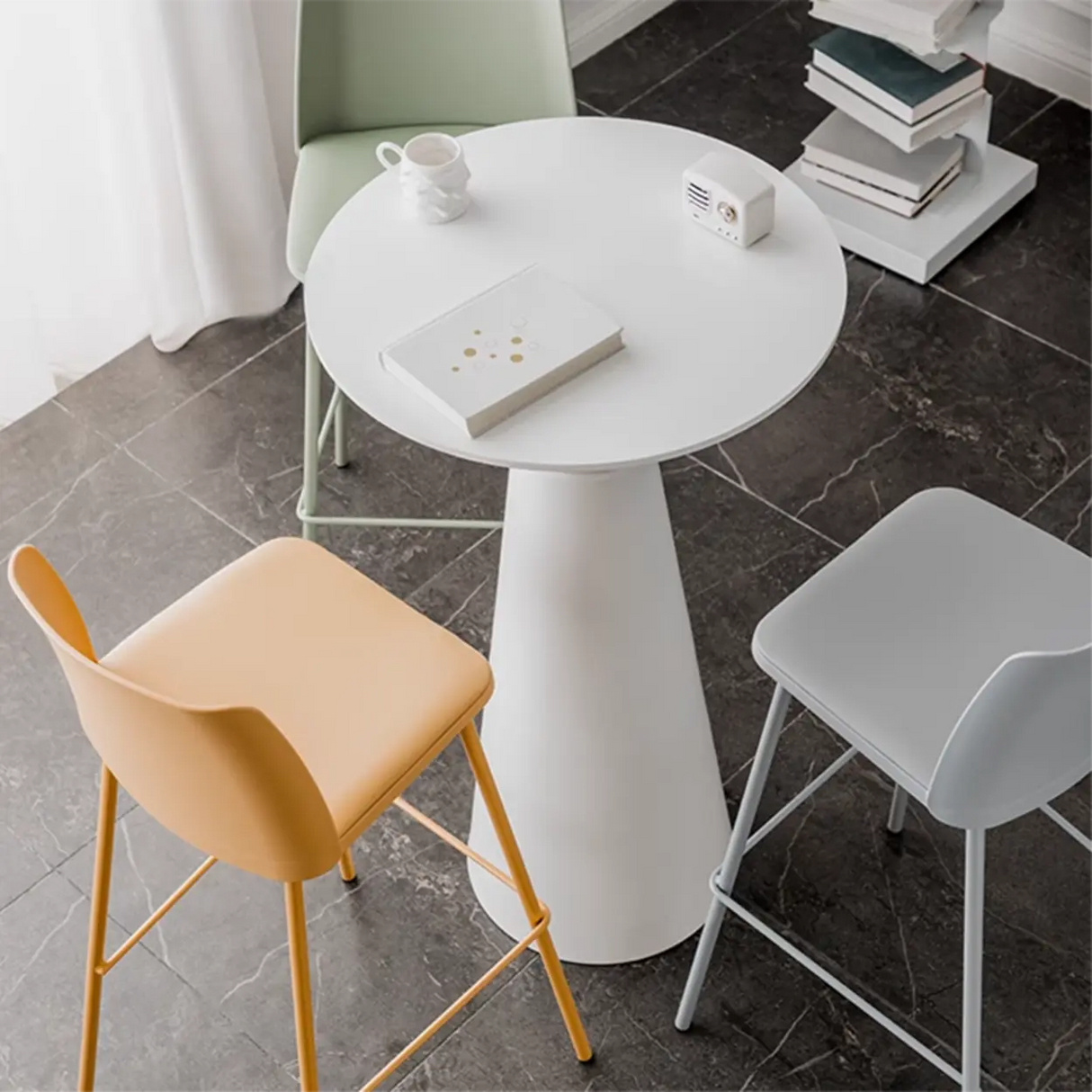 White Round Metal Medium Bar Table for Elegant Spaces Image - 6